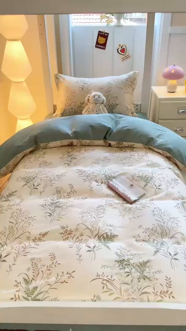 91家纺网 家纺一手货源 找家纺 优姿家纺 2025新款A类13372全棉纯棉学生宿舍三件套上下铺三件套 秋实