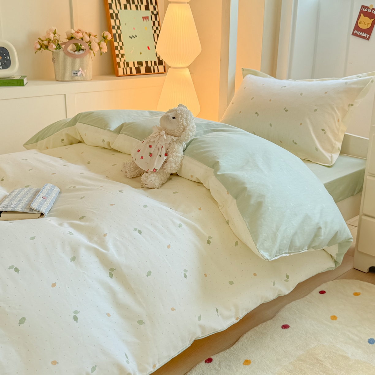 91家纺网 家纺一手货源 找家纺 优姿家纺 2025新款A类13372全棉纯棉学生宿舍三件套上下铺三件套 若初