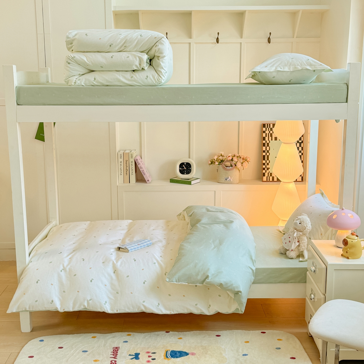 91家纺网 家纺一手货源 找家纺 优姿家纺 2025新款A类13372全棉纯棉学生宿舍三件套上下铺三件套 若初