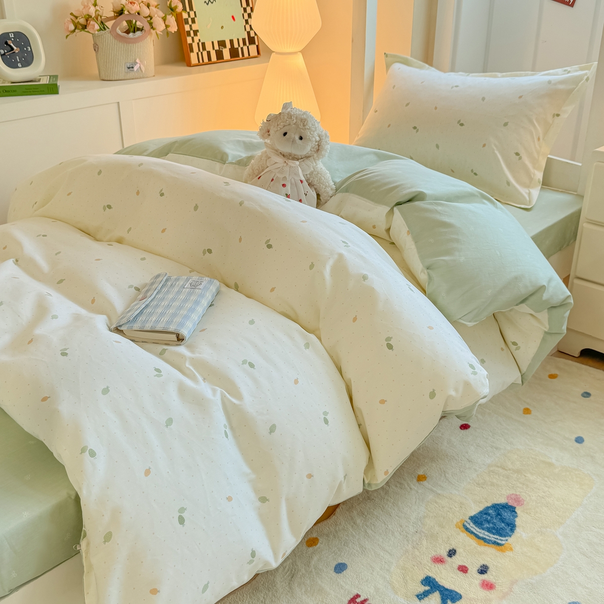 91家纺网 家纺一手货源 找家纺 优姿家纺 2025新款A类13372全棉纯棉学生宿舍三件套上下铺三件套 若初