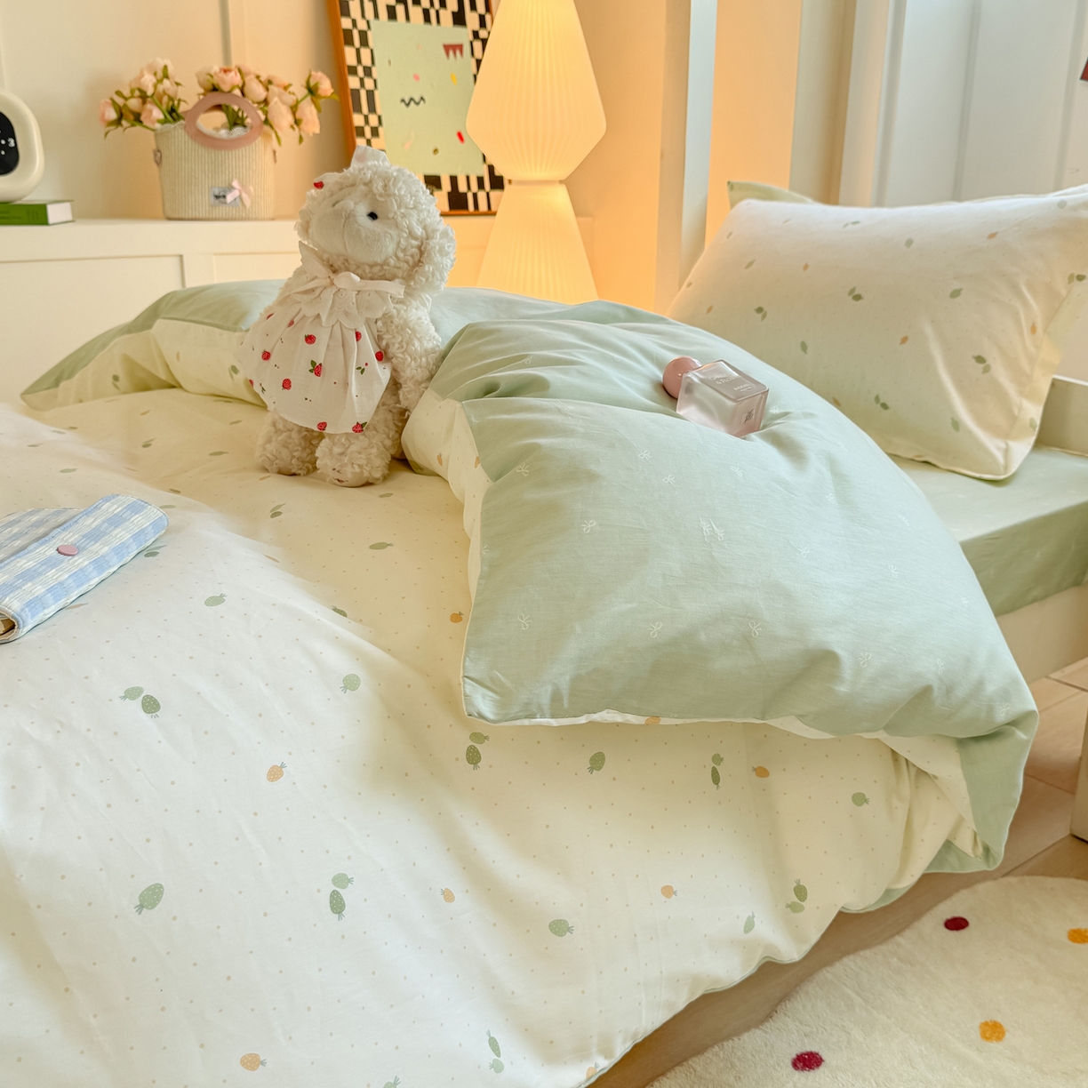 91家纺网 家纺一手货源 找家纺 优姿家纺 2025新款A类13372全棉纯棉学生宿舍三件套上下铺三件套 若初