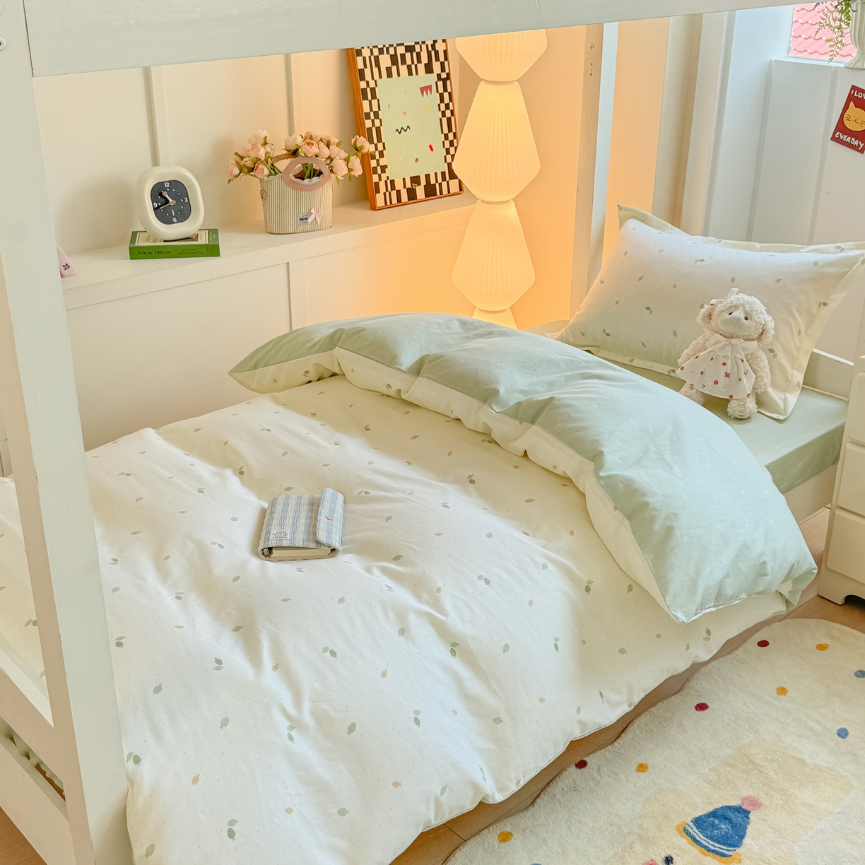 91家纺网 家纺一手货源 找家纺 优姿家纺 2025新款A类13372全棉纯棉学生宿舍三件套上下铺三件套 若初