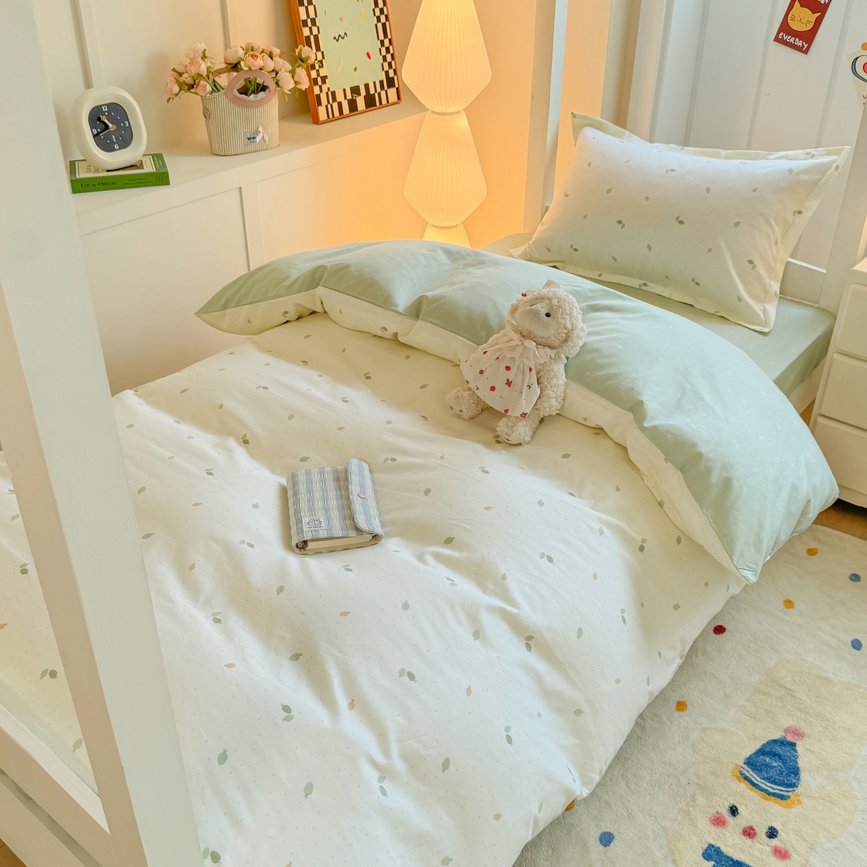 91家纺网 家纺一手货源 找家纺 优姿家纺 2025新款A类13372全棉纯棉学生宿舍三件套上下铺三件套 若初