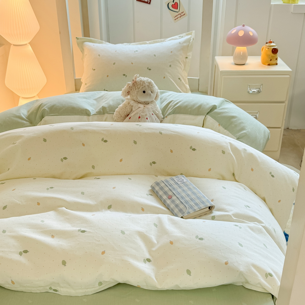 91家纺网 家纺一手货源 找家纺 优姿家纺 2025新款A类13372全棉纯棉学生宿舍三件套上下铺三件套 若初