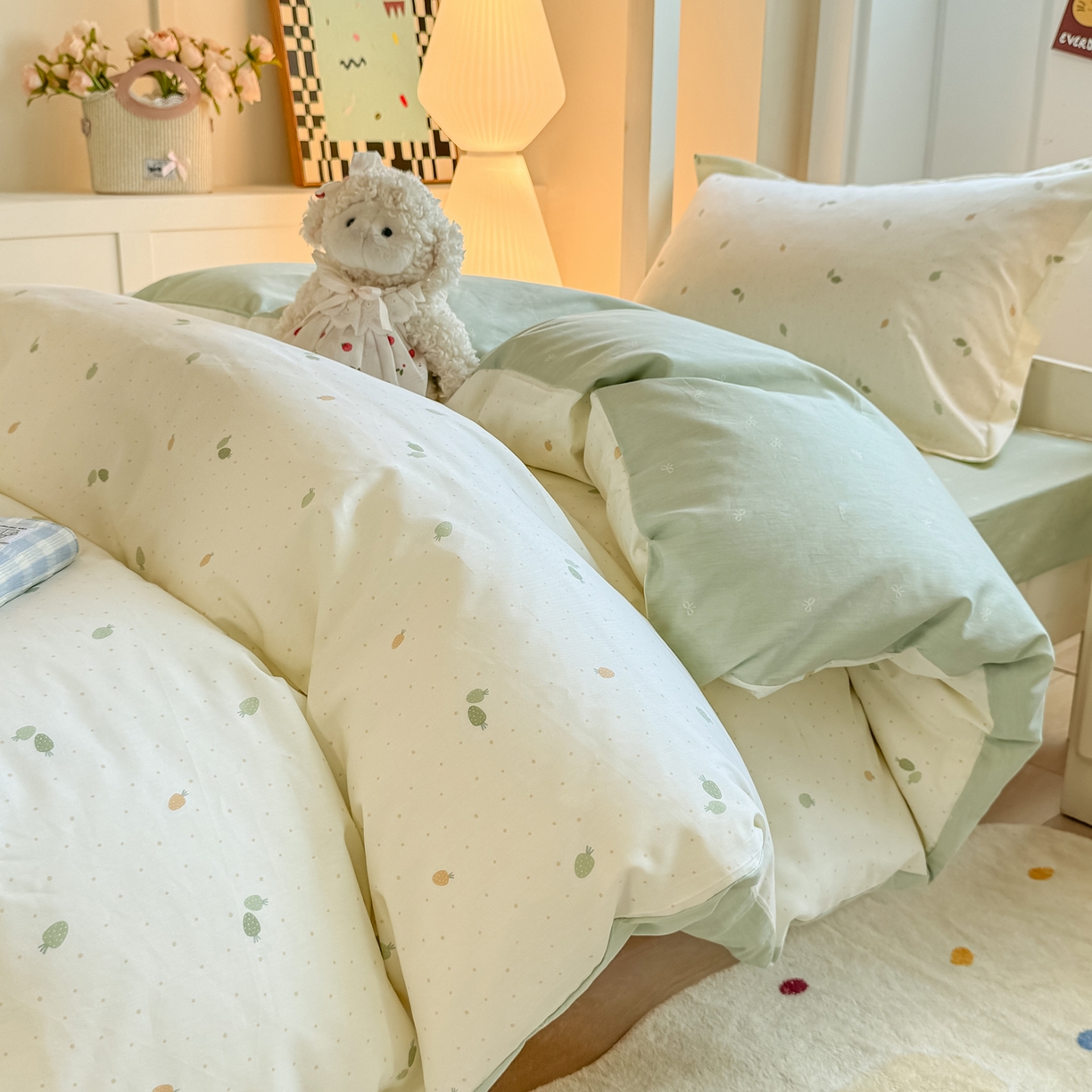 91家纺网 家纺一手货源 找家纺 优姿家纺 2025新款A类13372全棉纯棉学生宿舍三件套上下铺三件套 若初