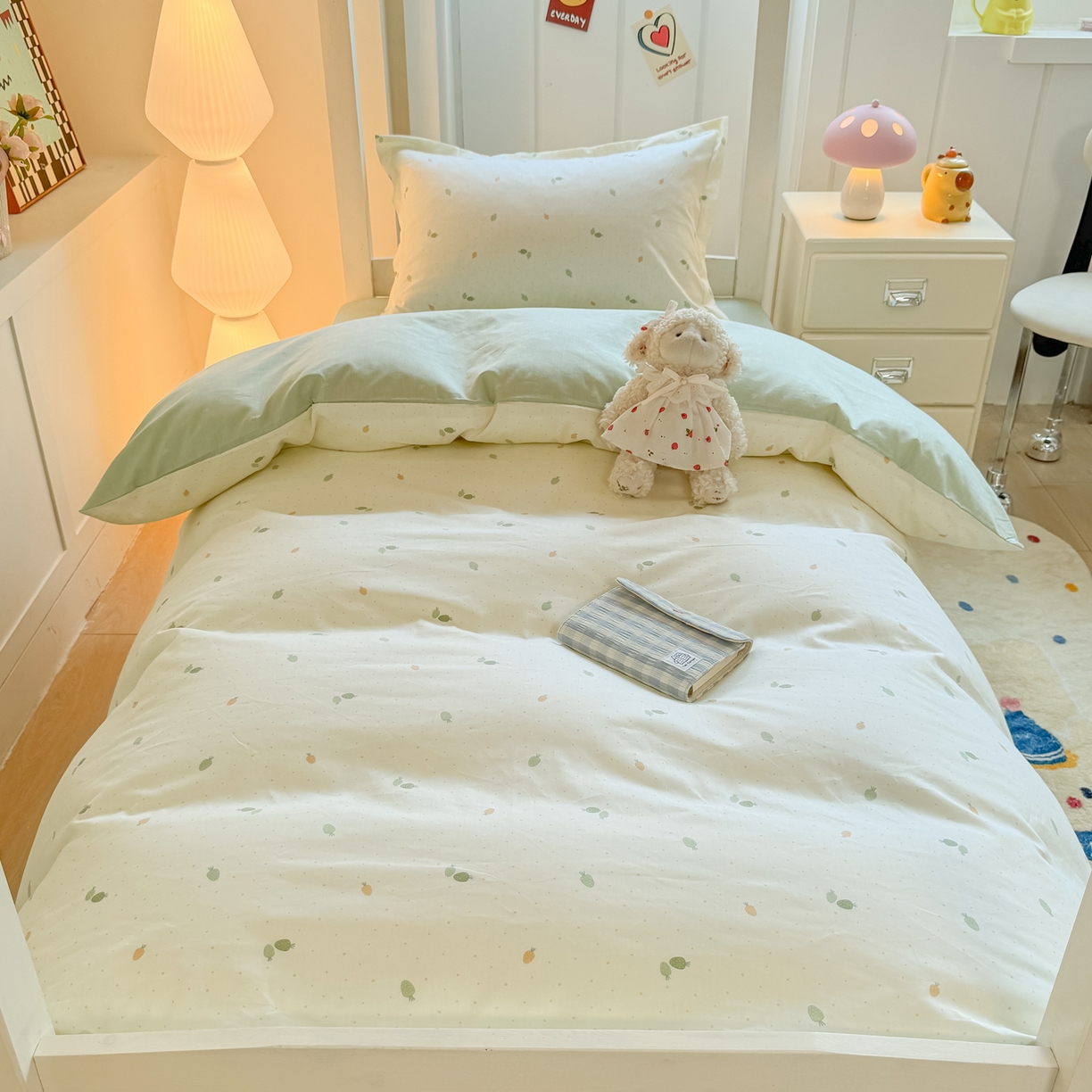 91家纺网 家纺一手货源 找家纺 优姿家纺 2025新款A类13372全棉纯棉学生宿舍三件套上下铺三件套 若初