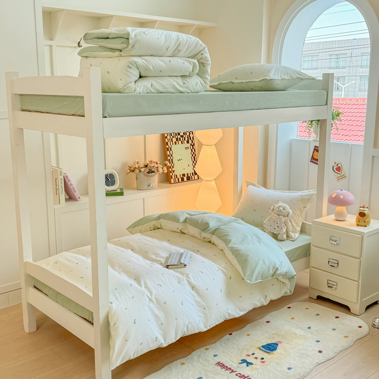 91家纺网 家纺一手货源 找家纺 优姿家纺 2025新款A类13372全棉纯棉学生宿舍三件套上下铺三件套 若初