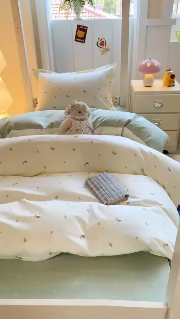 91家纺网 家纺一手货源 找家纺 优姿家纺 2025新款A类13372全棉纯棉学生宿舍三件套上下铺三件套 若初