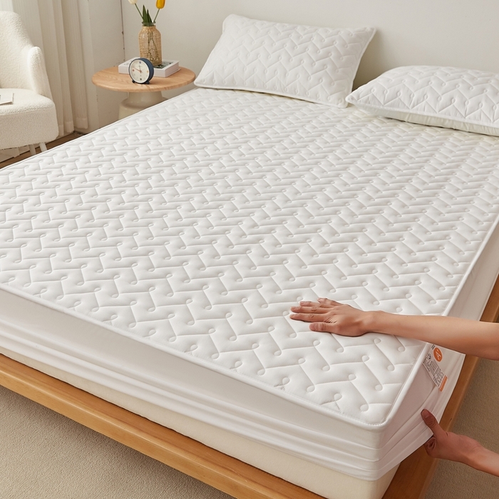 91家纺网 家纺一手货源 找家纺 （总）蕾诺家纺 2025新款纯棉全包裹床罩防滑防尘夹棉床笠