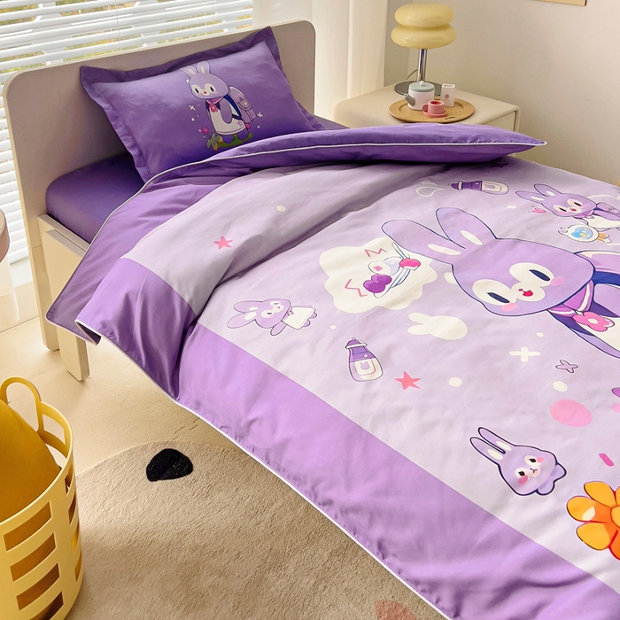 91家纺网 家纺一手货源 找家纺 （总）梵赫 2025新款A类儿童数码卡通亲肤幼儿园套件三件套-星梦