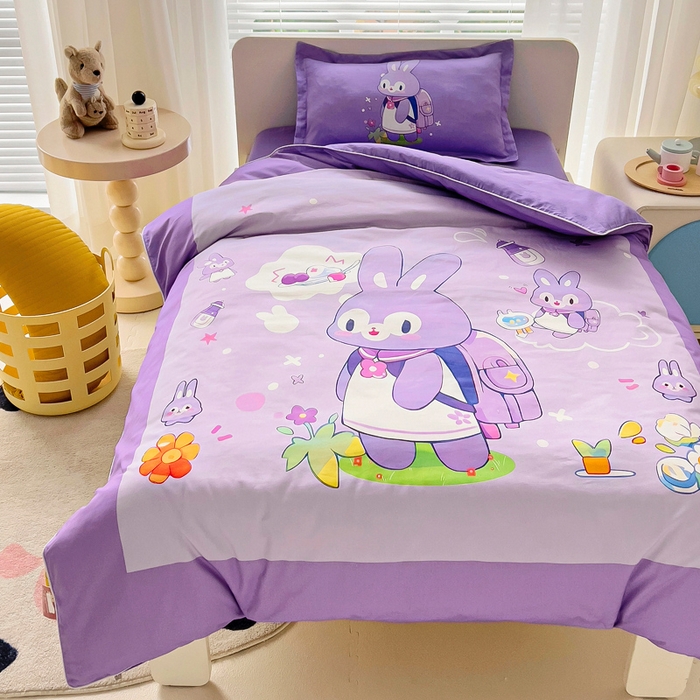 91家纺网 家纺一手货源 找家纺 （总）梵赫 2025新款A类儿童数码卡通亲肤幼儿园套件三件套-星梦