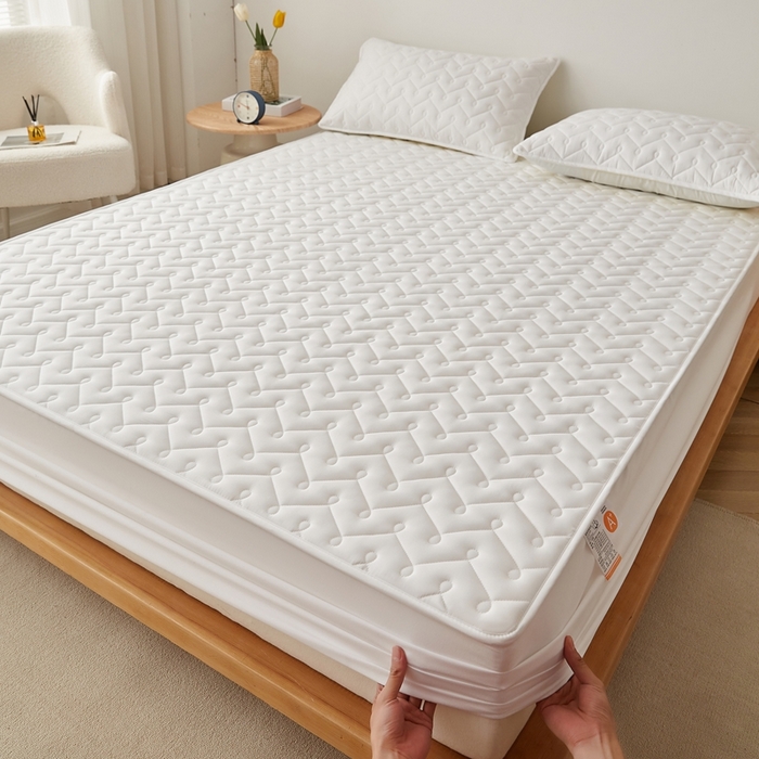 91家纺网 家纺一手货源 找家纺 （总）蕾诺家纺 2025新款纯棉全包裹床罩防滑防尘夹棉床笠