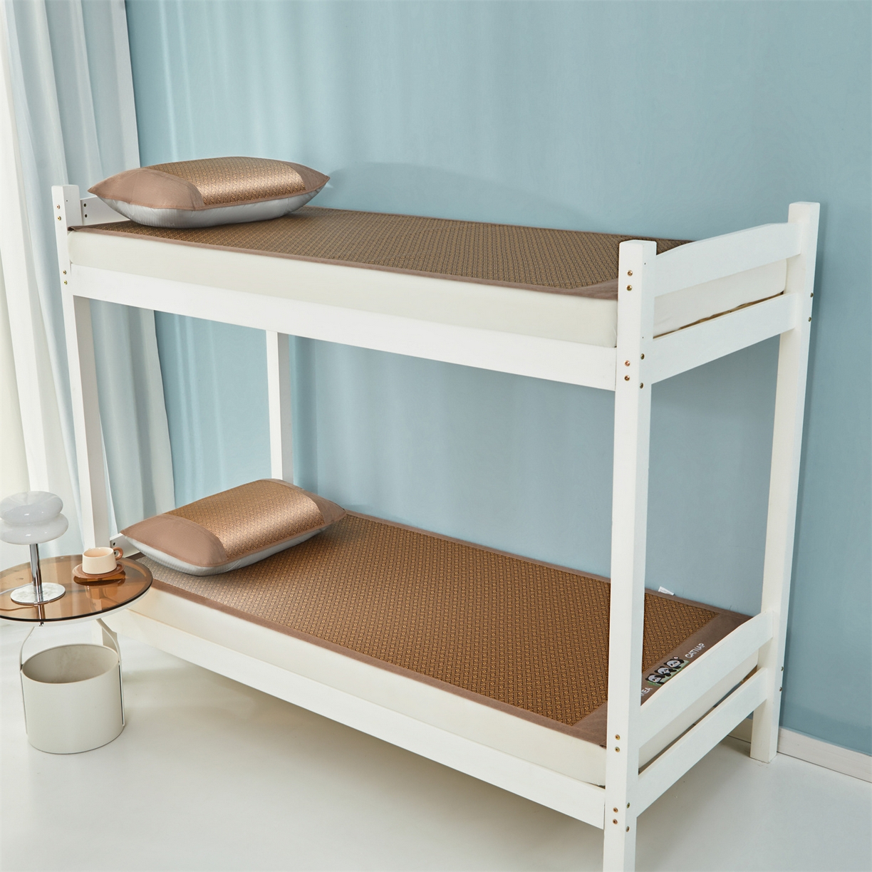 91家纺网 家纺一手货源 找家纺 绒艺席业 2025新款学生宿舍凉感藤席 萌萌熊猫-格纹