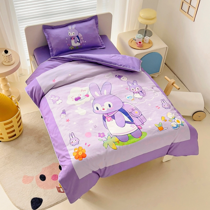 91家纺网 家纺一手货源 找家纺 （总）梵赫 2025新款A类儿童数码卡通亲肤幼儿园套件三件套-星梦