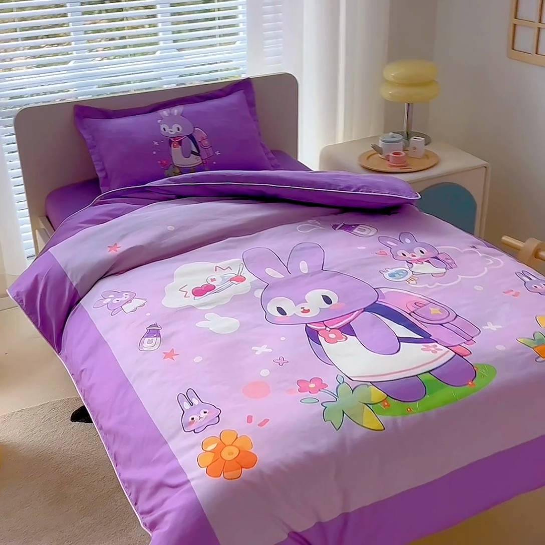 91家纺网 家纺一手货源 找家纺 （总）梵赫 2025新款A类儿童数码卡通亲肤幼儿园套件三件套-星梦