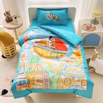 91家纺网 家纺一手货源 找家纺 （总）梵赫 2025新款A类儿童数码卡通亲肤幼儿园套件三件套-星梦