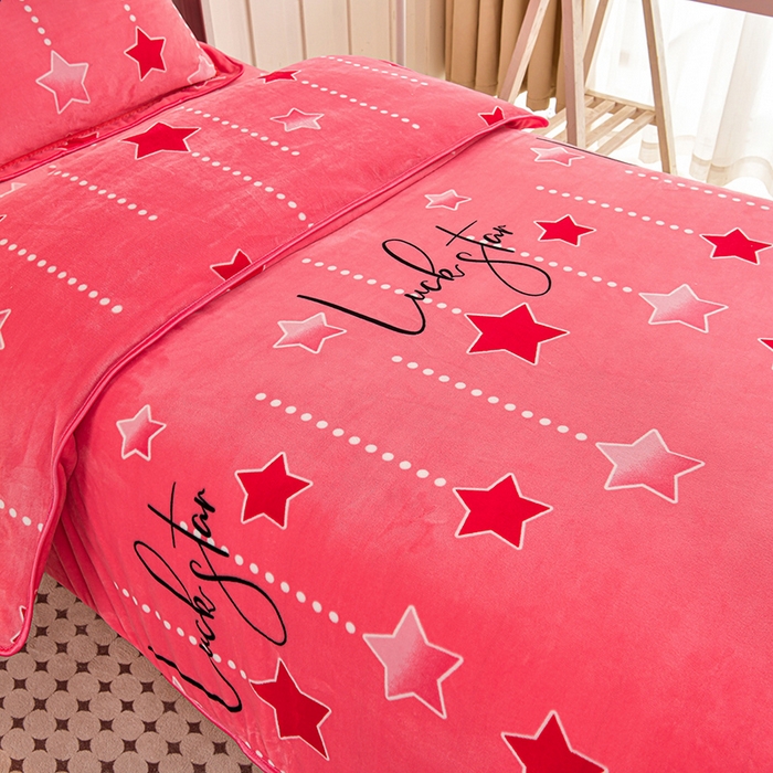 91家纺网 家纺一手货源 找家纺 硕喜 2025新款学生宿舍床系列牛奶绒学生三件套 星心相随