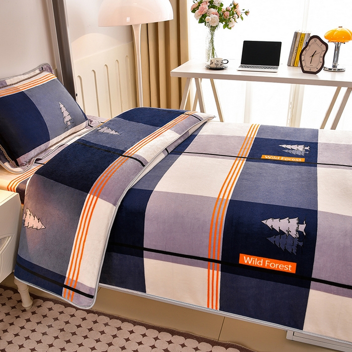 91家纺网 家纺一手货源 找家纺 硕喜 2025新款学生宿舍床系列牛奶绒学生三件套 格调生活