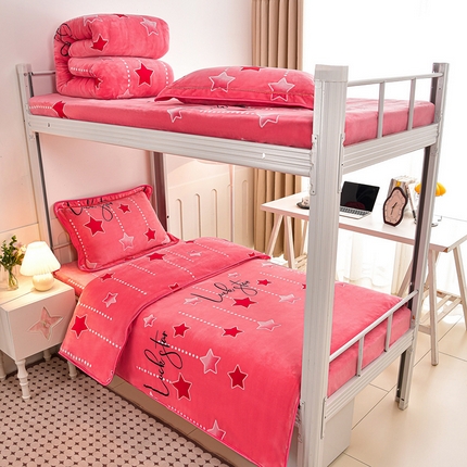 91家纺网 家纺一手货源 找家纺 （总）硕喜 2025新款学生宿舍床系列牛奶绒学生三件套