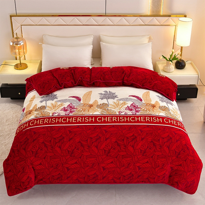 91家纺网 家纺一手货源 找家纺 硕喜 2025新款新8.5斤法莱绒四件套珊瑚牛奶金貂绒四件套床裙款 多彩人生