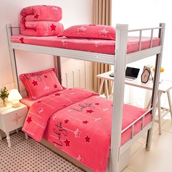 91家纺网 家纺一手货源 找家纺 硕喜 2025新款学生宿舍床系列牛奶绒学生三件套 星心相随,星心相随