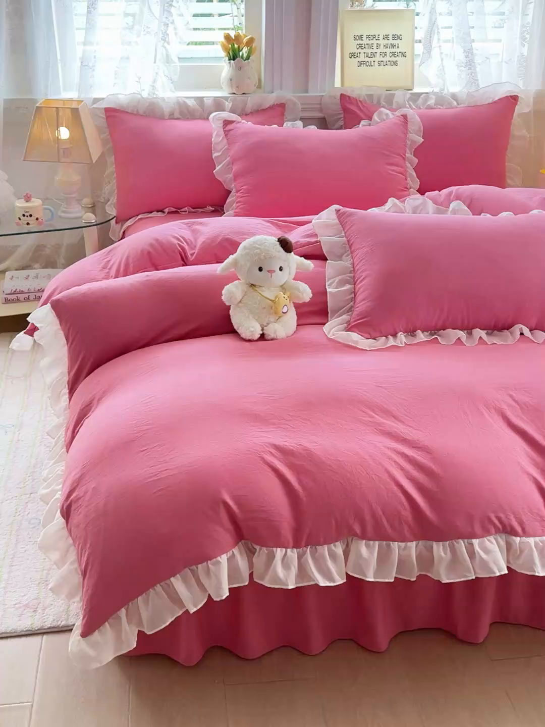 91家纺网 家纺一手货源 找家纺 （总）博弈家纺 2025新款小清新温柔公主风加厚水洗棉床裙床上四件套