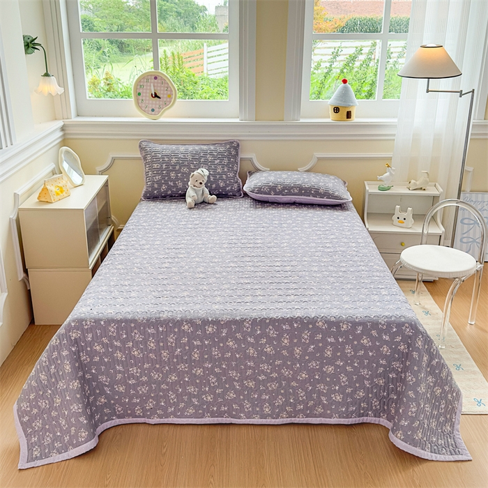 91家纺网 家纺一手货源 找家纺 （总）芯元素 2025新款木棉绉绉纱双面可用床盖