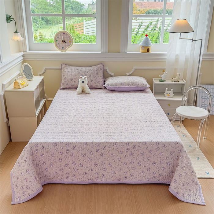 91家纺网 家纺一手货源 找家纺 （总）芯元素 2025新款木棉绉绉纱双面可用床盖