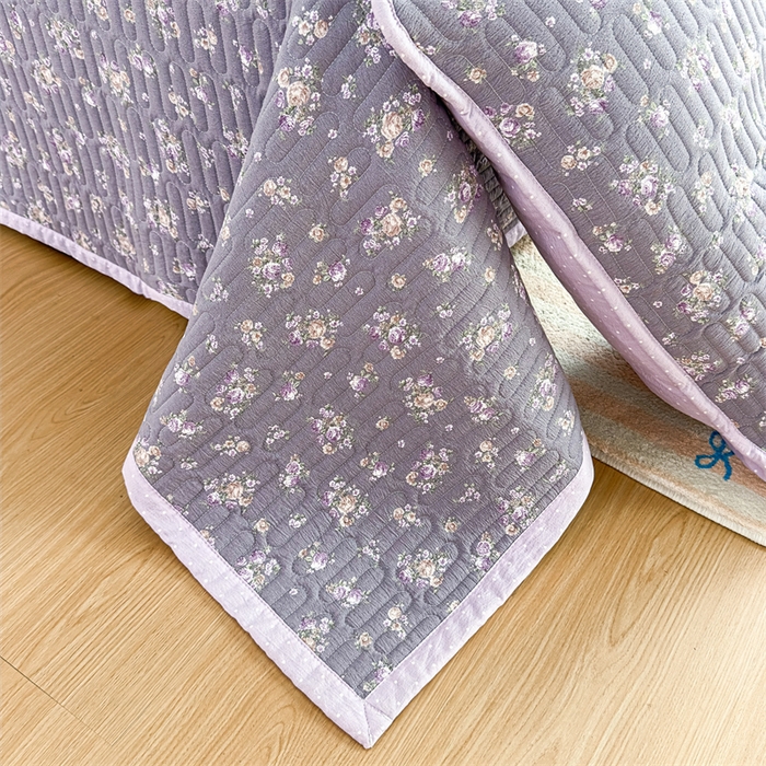 91家纺网 家纺一手货源 找家纺 芯元素 2025新款木棉绉绉纱双面可用床盖 花季