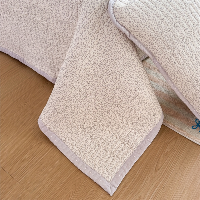 91家纺网 家纺一手货源 找家纺 芯元素 2025新款木棉绉绉纱双面可用床盖 梦境-灰