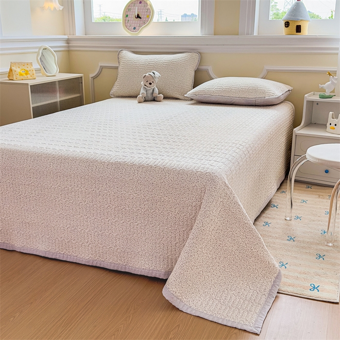 91家纺网 家纺一手货源 找家纺 芯元素 2025新款木棉绉绉纱双面可用床盖 梦境-灰