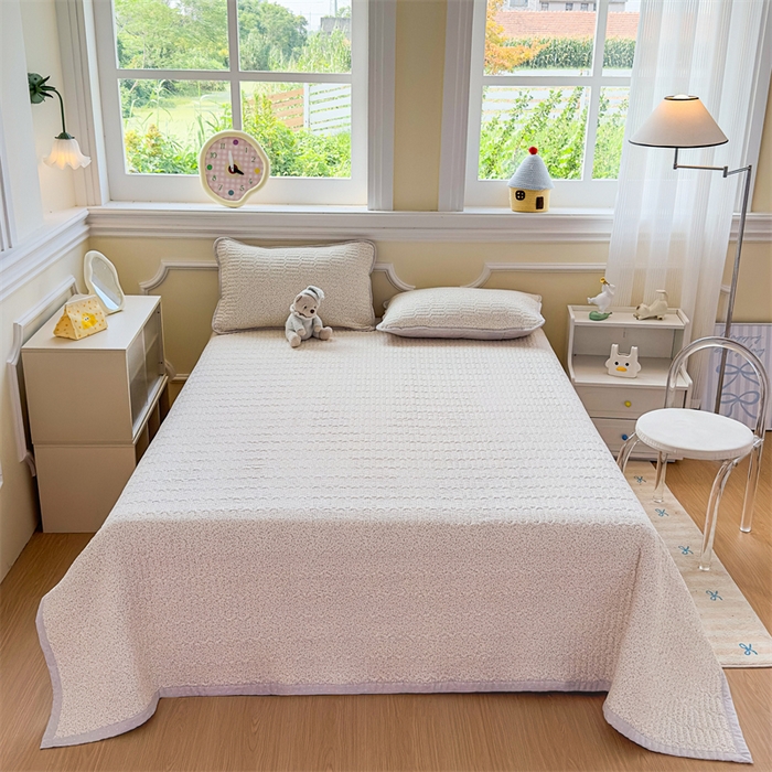 芯元素 2025新款木棉绉绉纱双面可用床盖 梦境-灰