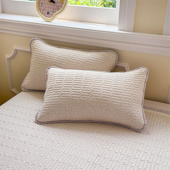 91家纺网 家纺一手货源 找家纺 芯元素 2025新款木棉绉绉纱双面可用床盖 梦境-灰