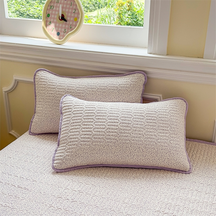 91家纺网 家纺一手货源 找家纺 芯元素 2025新款木棉绉绉纱双面可用床盖 梦境-紫