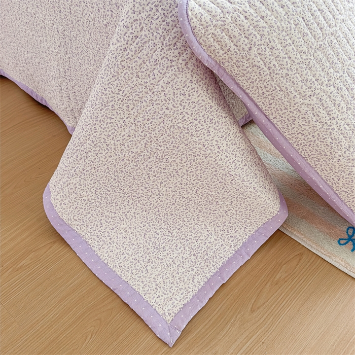 91家纺网 家纺一手货源 找家纺 芯元素 2025新款木棉绉绉纱双面可用床盖 梦境-紫