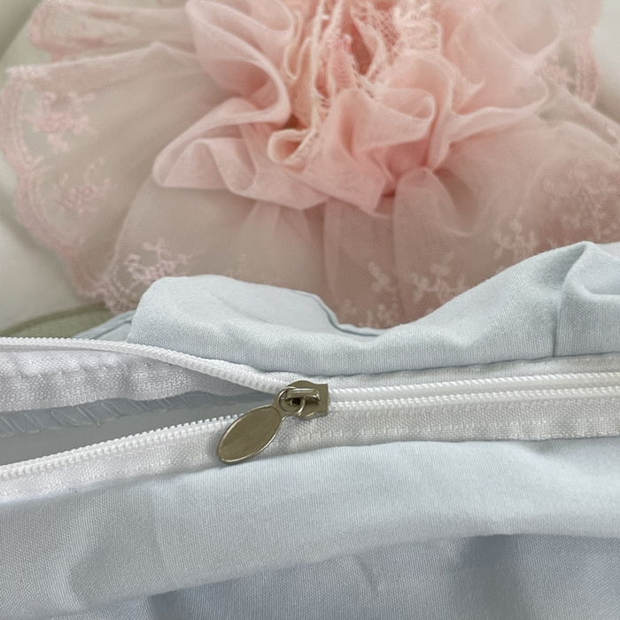 91家纺网 家纺一手货源 找家纺 ab家纺 2025新款丽芙塔水洗棉蕾丝绣花四件套 丽芙塔-蓝日