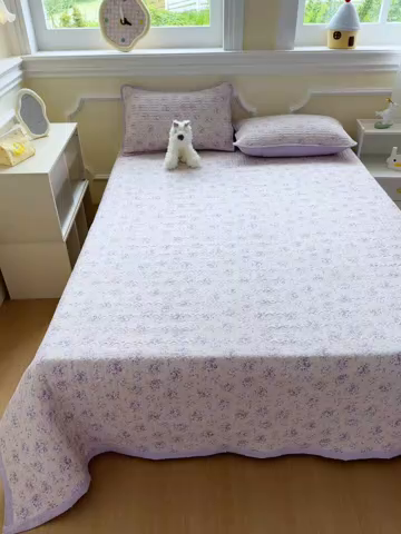 91家纺网 家纺一手货源 找家纺 芯元素 2025新款木棉绉绉纱双面可用床盖 山野栀子