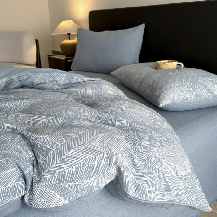 91家纺网 家纺一手货源 找家纺 ab家纺 2025新款全棉纯棉提花四件套-款式一 简影-兰