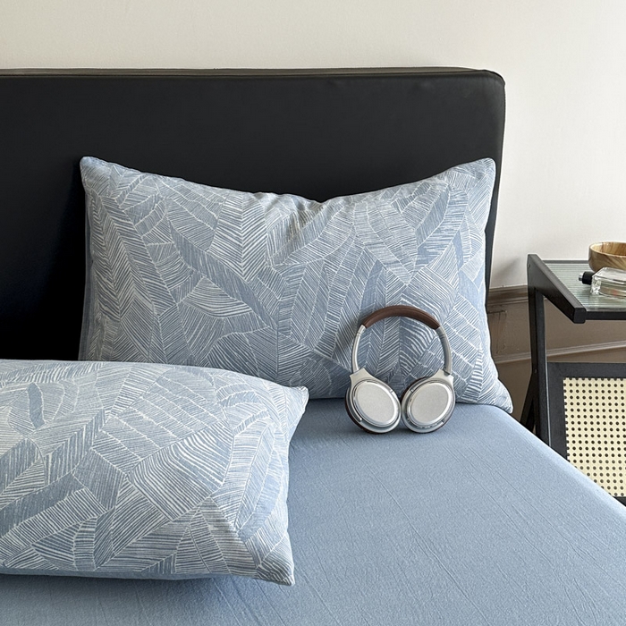 91家纺网 家纺一手货源 找家纺 ab家纺 2025新款全棉纯棉提花四件套-款式一 简影-兰