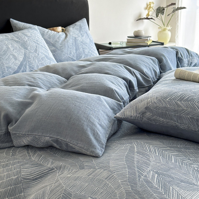 91家纺网 家纺一手货源 找家纺 ab家纺 2025新款全棉纯棉提花四件套-款式一 简影-兰