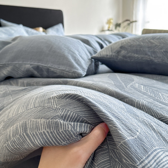 91家纺网 家纺一手货源 找家纺 ab家纺 2025新款全棉纯棉提花四件套-款式一 简影-兰