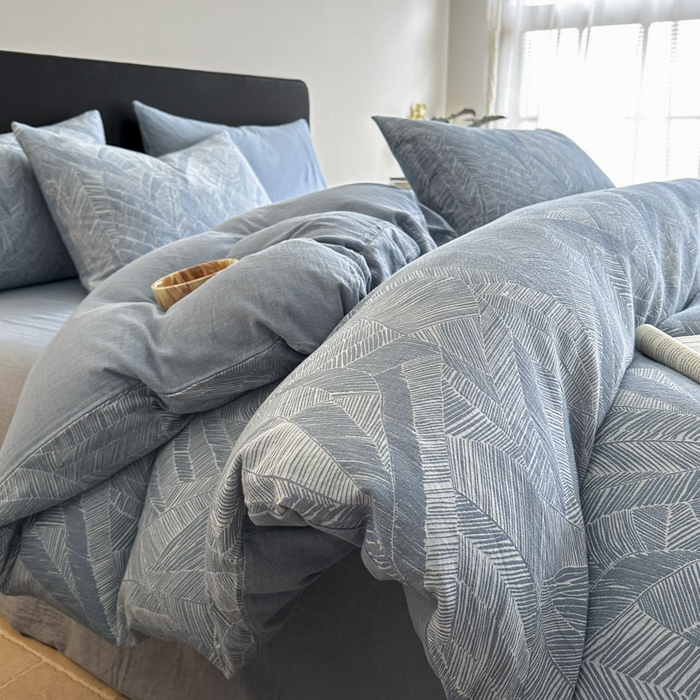 91家纺网 家纺一手货源 找家纺 ab家纺 2025新款全棉纯棉提花四件套-款式一 简影-兰