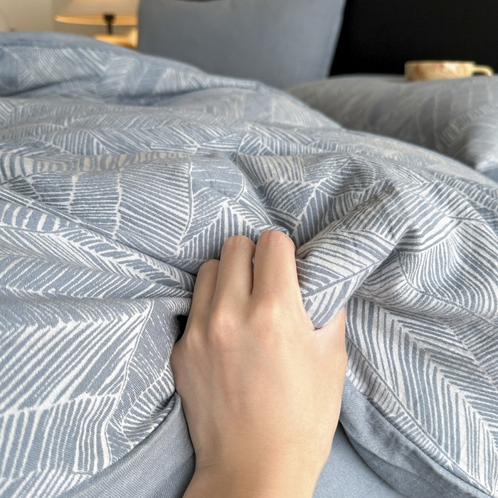 91家纺网 家纺一手货源 找家纺 ab家纺 2025新款全棉纯棉提花四件套-款式一 简影-兰