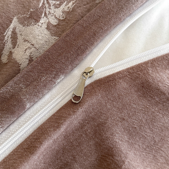 91家纺网 家纺一手货源 找家纺 ab家纺 2025新款全棉纯棉提花四件套-款式一 曼陀罗-红咖