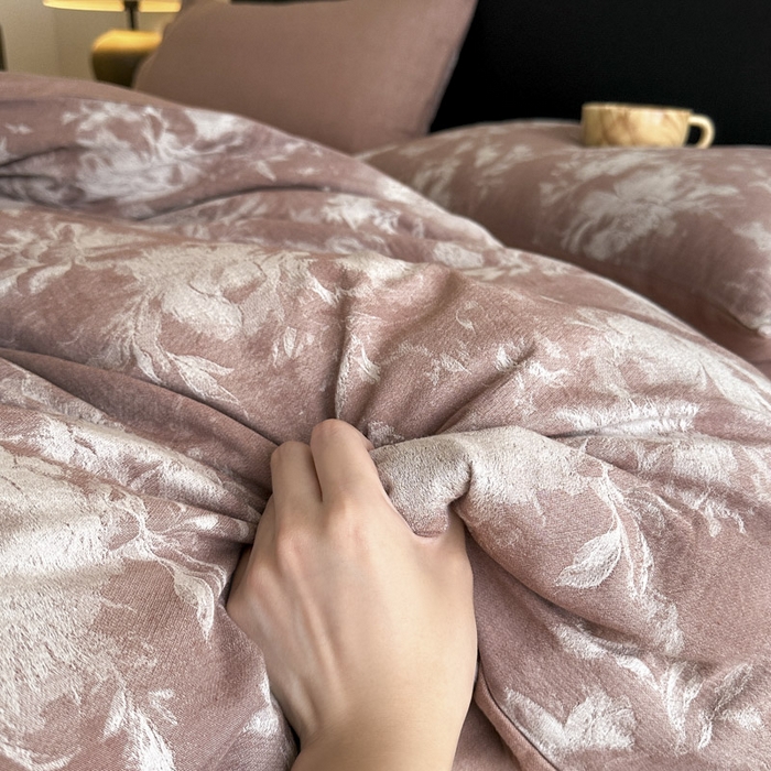 91家纺网 家纺一手货源 找家纺 ab家纺 2025新款全棉纯棉提花四件套-款式一 曼陀罗-红咖