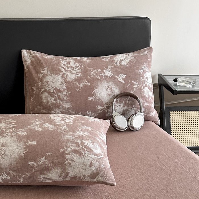 91家纺网 家纺一手货源 找家纺 ab家纺 2025新款全棉纯棉提花四件套-款式一 曼陀罗-红咖