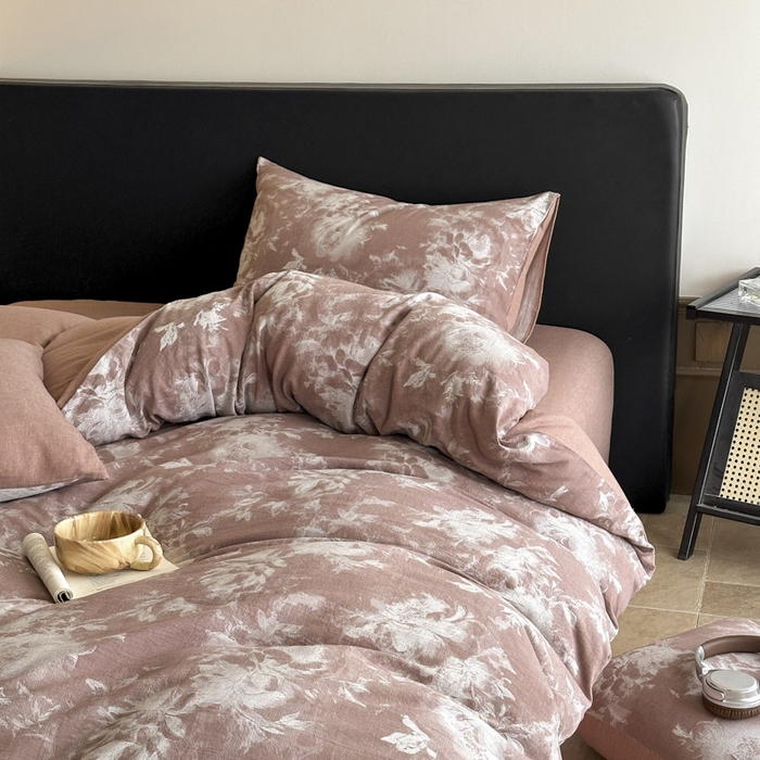 91家纺网 家纺一手货源 找家纺 ab家纺 2025新款全棉纯棉提花四件套-款式一 曼陀罗-红咖