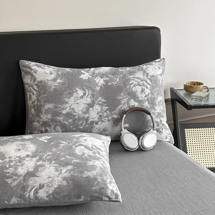 91家纺网 家纺一手货源 找家纺 ab家纺 2025新款全棉纯棉提花四件套-款式一 曼陀罗-灰