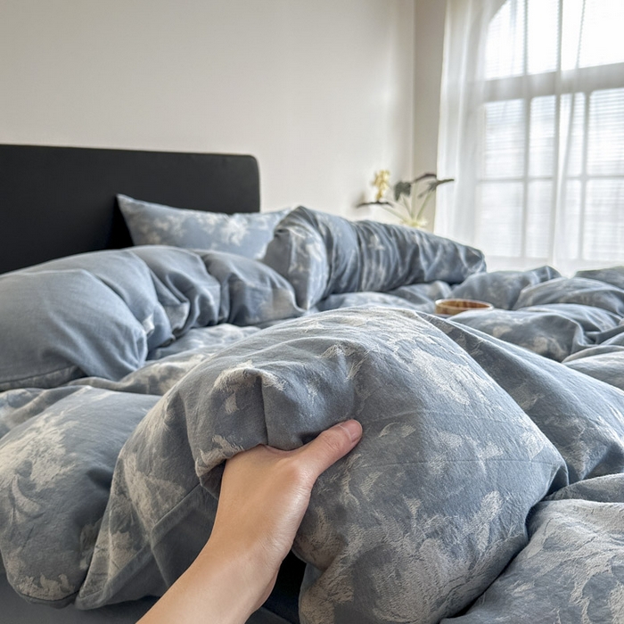 91家纺网 家纺一手货源 找家纺 ab家纺 2025新款全棉纯棉提花四件套-款式一 曼陀罗-兰