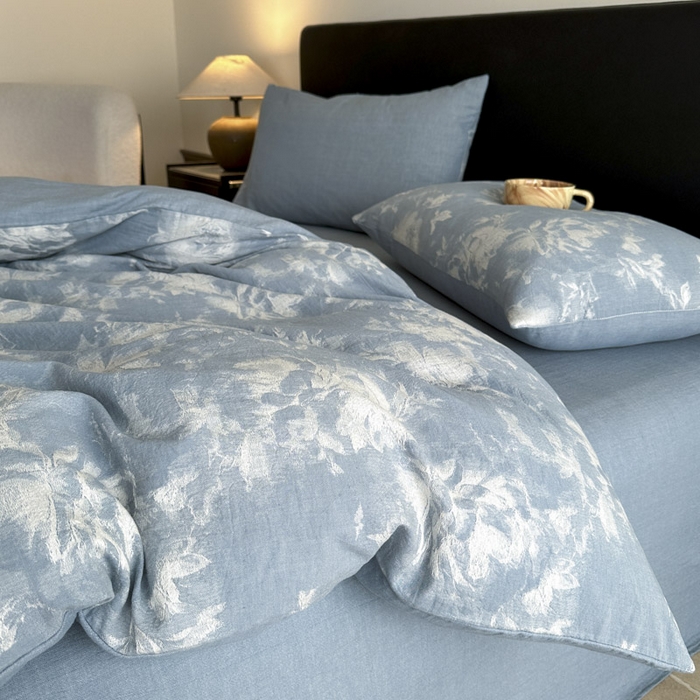 91家纺网 家纺一手货源 找家纺 ab家纺 2025新款全棉纯棉提花四件套-款式一 曼陀罗-兰